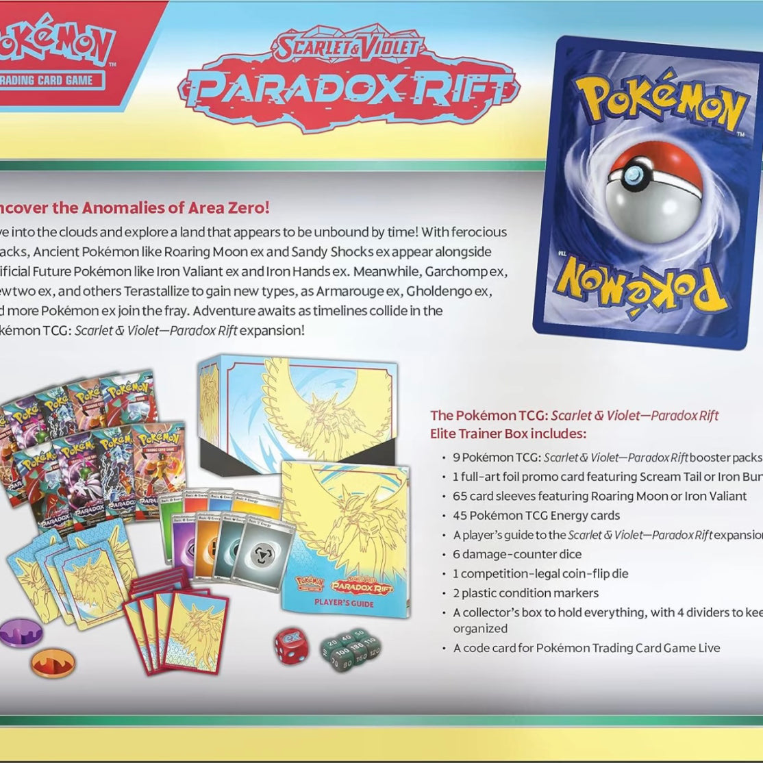 Pokemon Scarlet & Violet Paradox Rift: Elite Trainer Box Roaring Moon (ETB) - Pokeclover